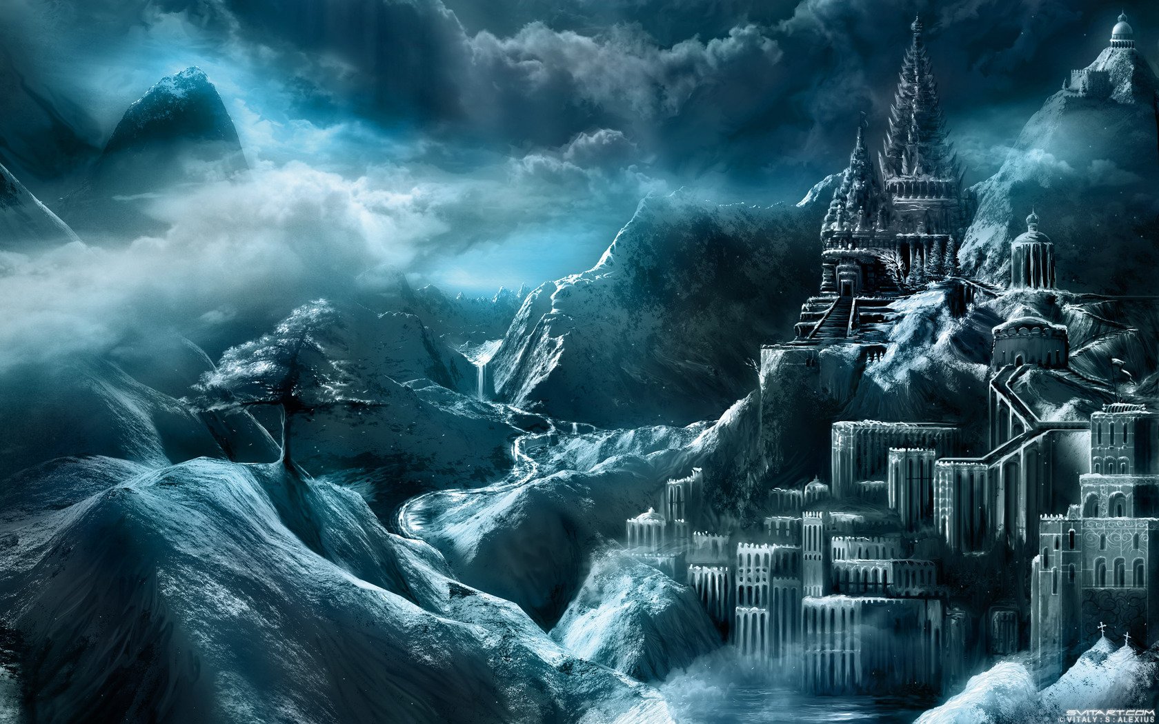 ice, Mountains, Castles, Cold, Filter, Frosty, Monochrome, Vitaly, S, Alexius Wallpaper
