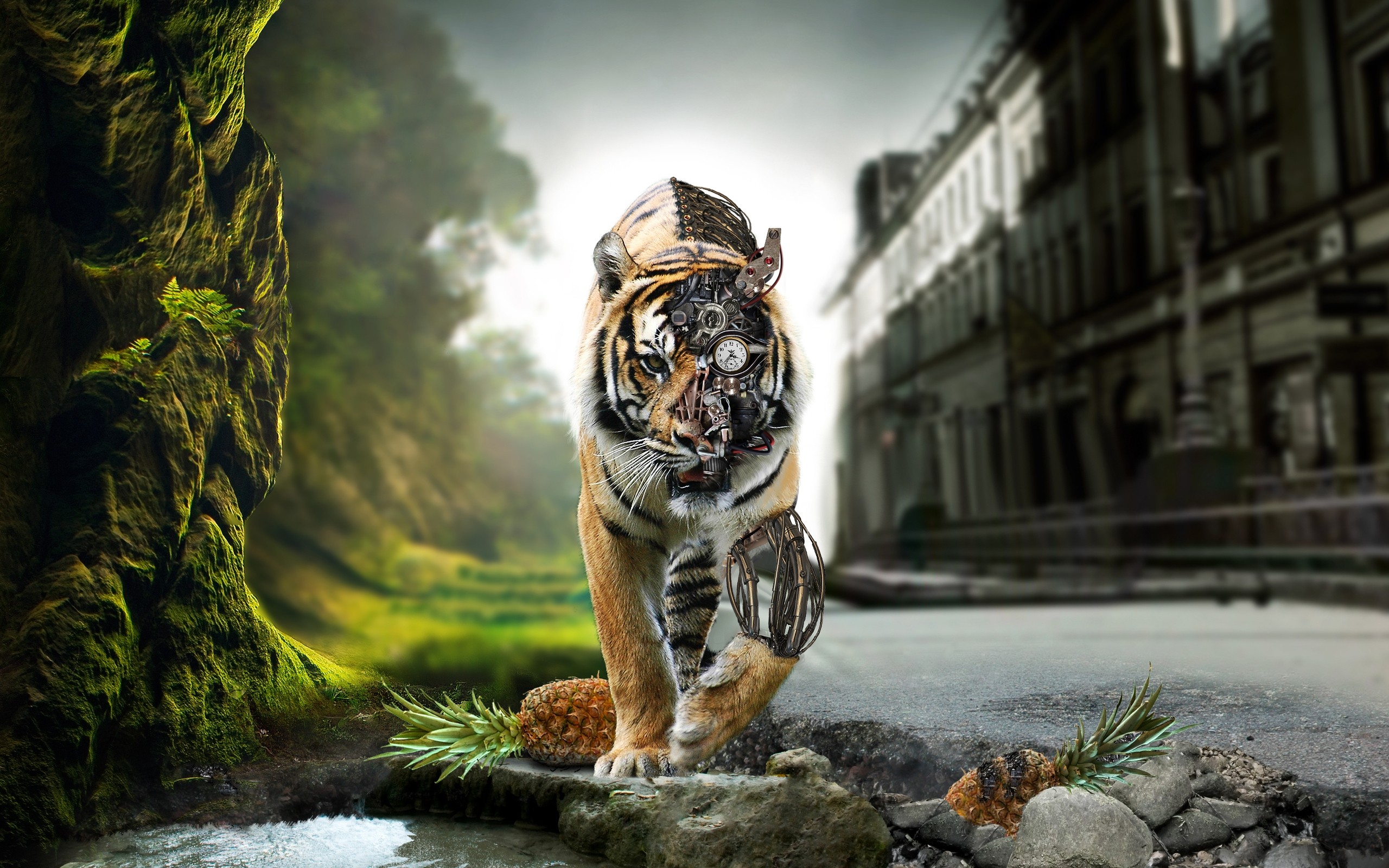 futuristic, Tiger Wallpaper