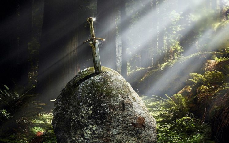 stones, Excalibur, Fantasy, Art, Artwork, Swords HD Wallpaper Desktop Background