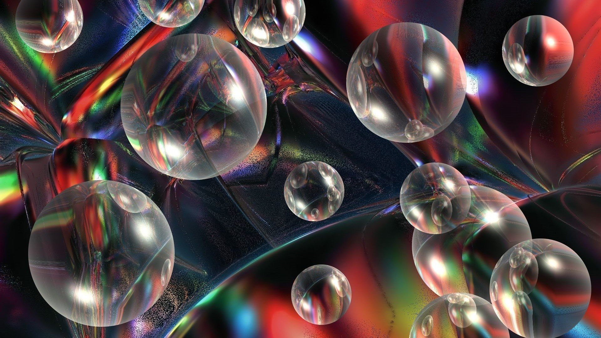 3d, View, Abstract, Nature, Multicolor, Bubbles, Virtual ...
