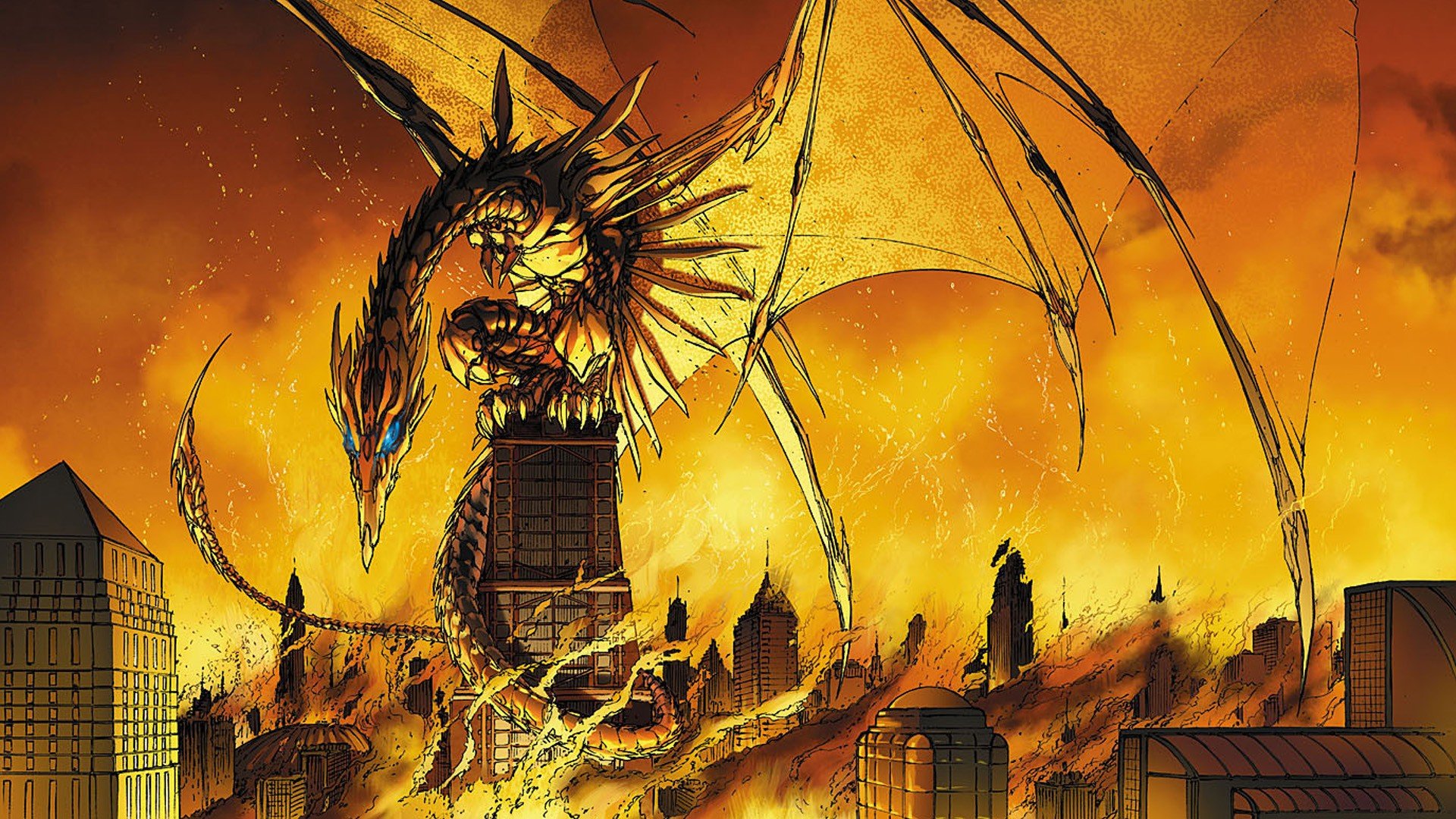 dragons, Buildings, Michael, Turner, Soulfire, Image, Comics Wallpaper