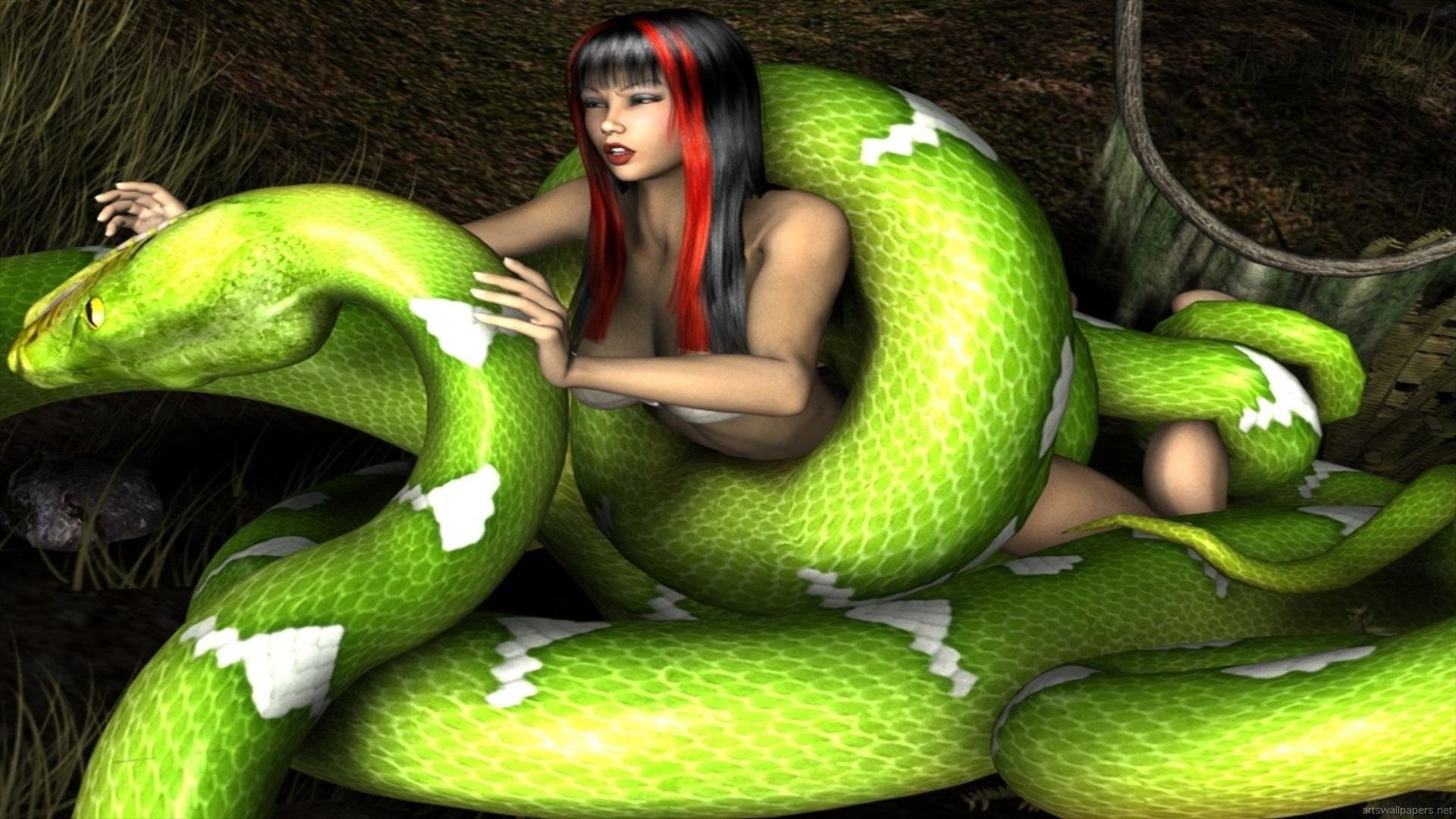Девушка и змея 3д