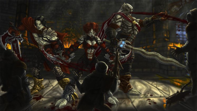 dark, Blood, Fantasy, Art, Warriors, Evil HD Wallpaper Desktop Background