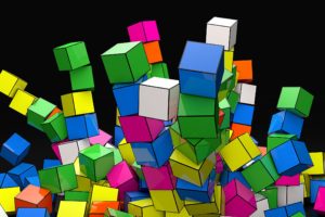 geometry, Cubes, Colors, Down
