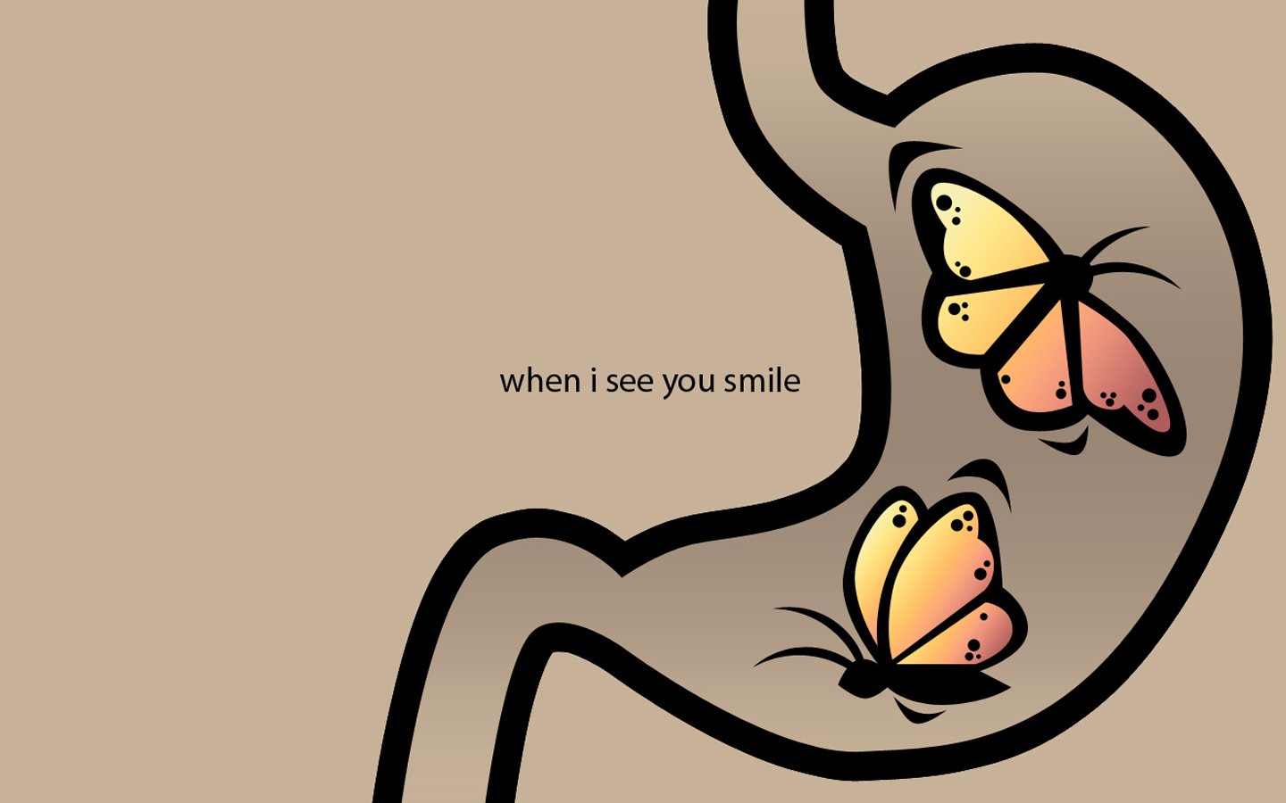 love, Text, Typography, Stomach, Smiling, Butterflies Wallpaper