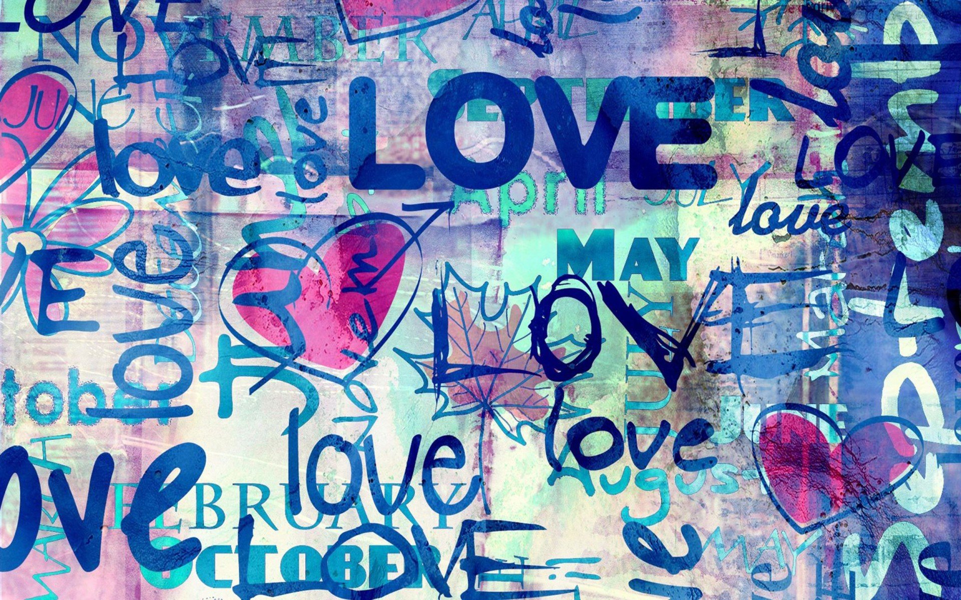 blue, Love, Text Wallpaper