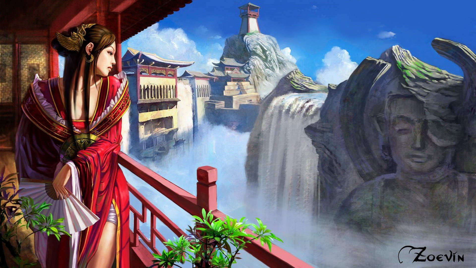 landscapes, Fantasy, Art, Digital, Art, Artwork, Anime, Anime, Girls Wallpaper