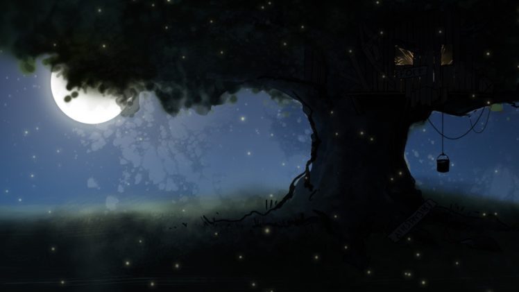 steam, Valve, Corporation, Trees, Night, Moon HD Wallpaper Desktop Background
