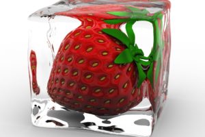 food, Fruit, Ice, Cube, Strawberry, Cg, Digital, Art