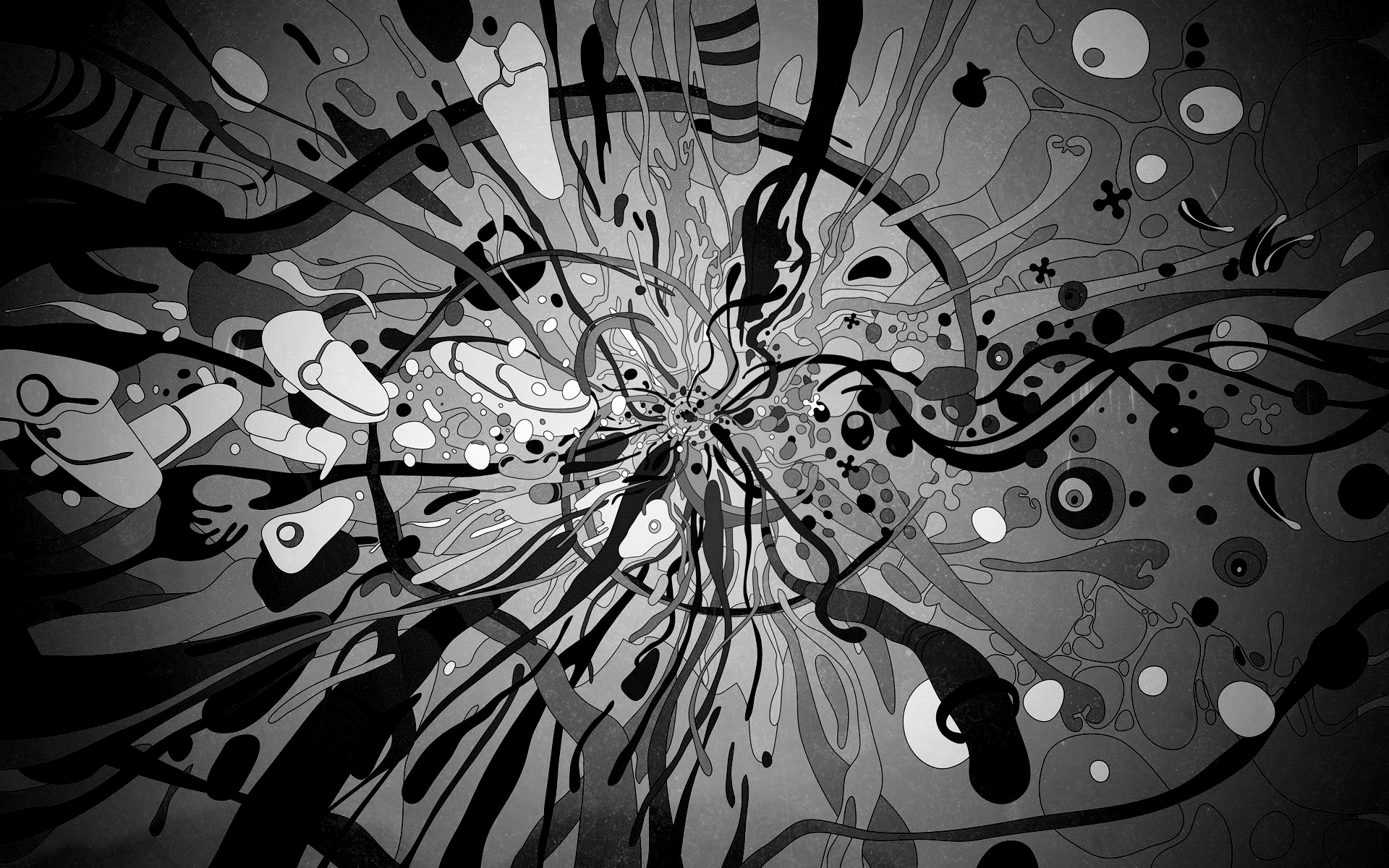 black, White, Psychedelic, Vector, Shapes Wallpapers HD / Desktop and