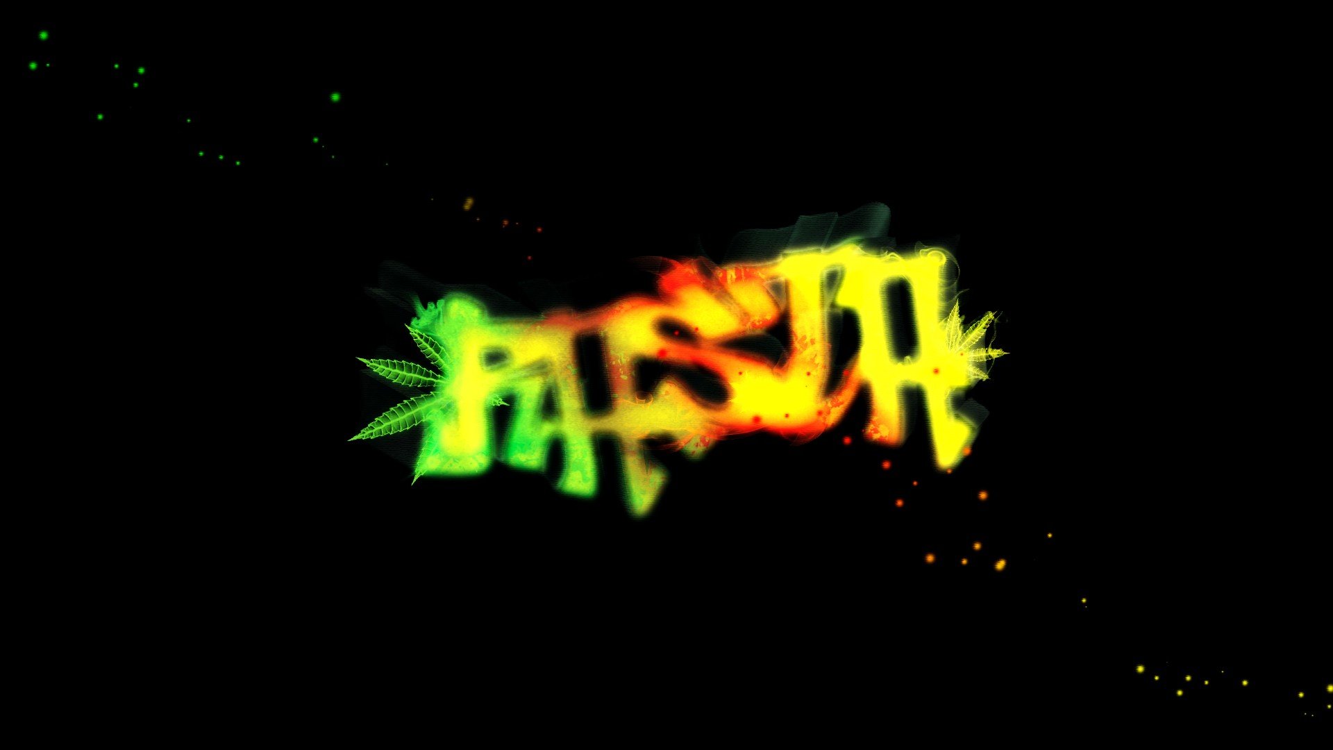 leaves, Smoke, Graffiti, Sparkles, Marijuana, Typography, Glowing, Rasta, Glow, Television, Rastafari Wallpaper