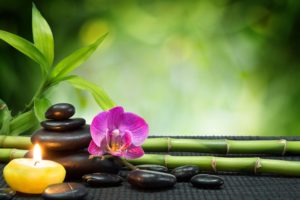 heart, Stones, Candles, Orchids, Towels, Bamboo, Bokeh, Mood