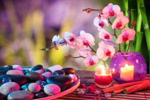 heart, Stones, Candles, Orchids, Towels, Bamboo, Bokeh, Mood, F