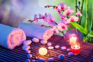 heart, Stones, Candles, Orchids, Towels, Bamboo, Bokeh, Mood