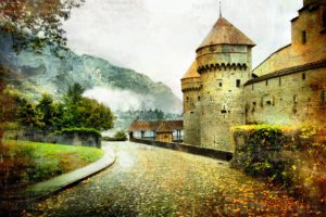 fairytale, Castle, Landscape, Road, Artwork, Art, Autumn, Photoshop