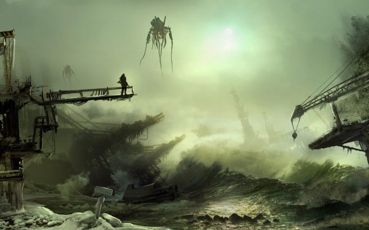 water, Fantasy, Death, Chaos, Destruction, Apocalypse, Science, Fiction, Artwork HD Wallpaper Desktop Background