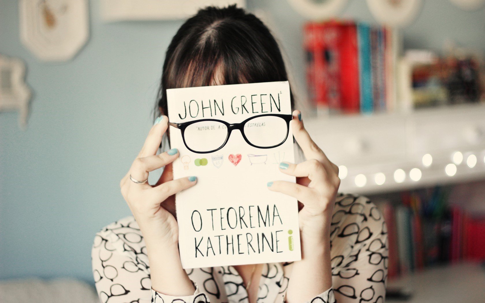 brunettes, Glasses, Books, Macro Wallpaper