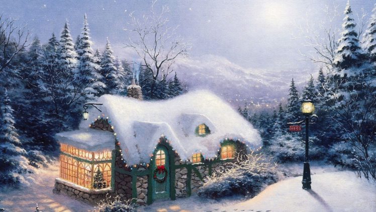 winter, Houses, Fantasy, Art HD Wallpaper Desktop Background