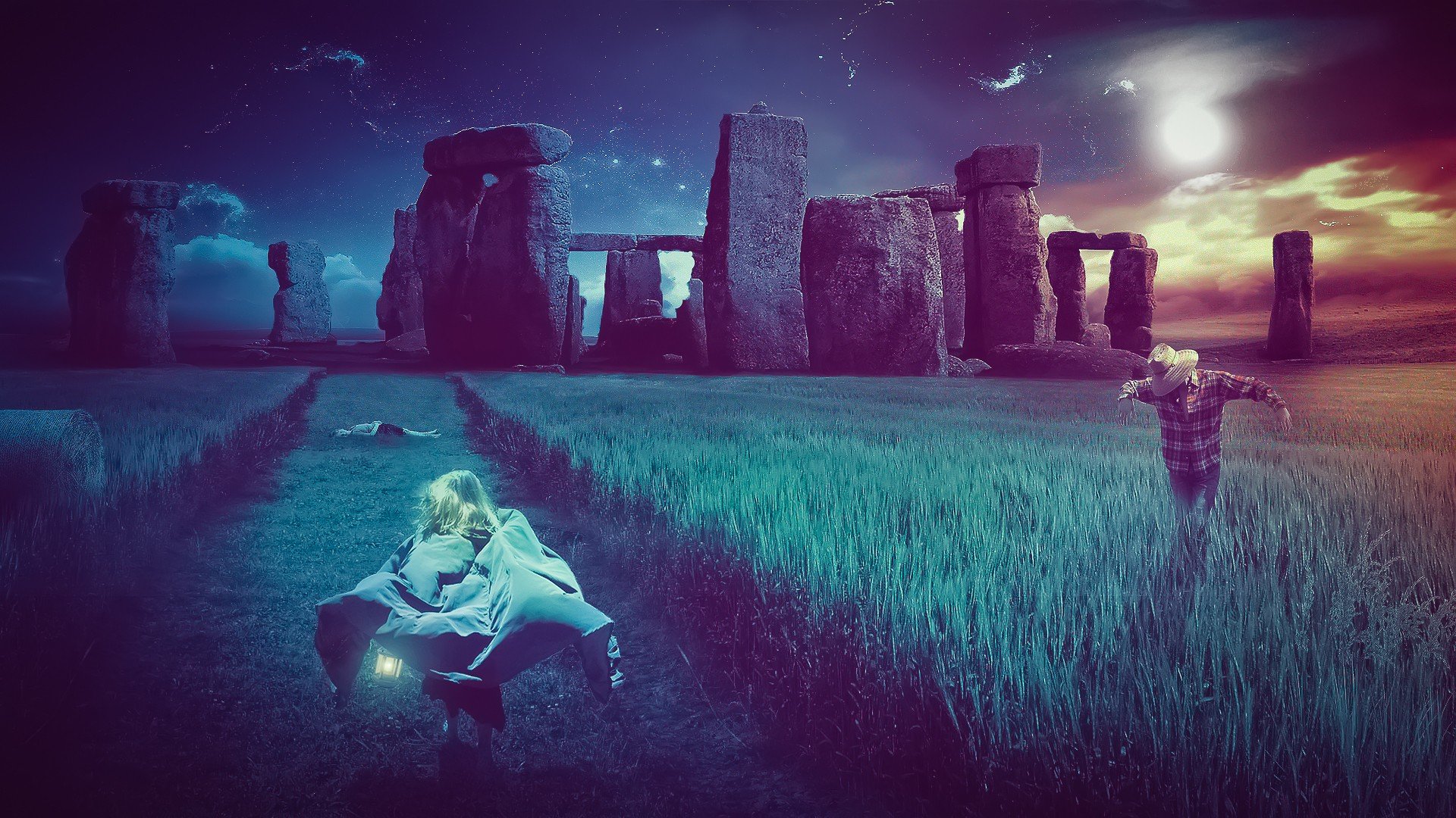 Outer Space Night Grass Stonehenge Alone In The Dark