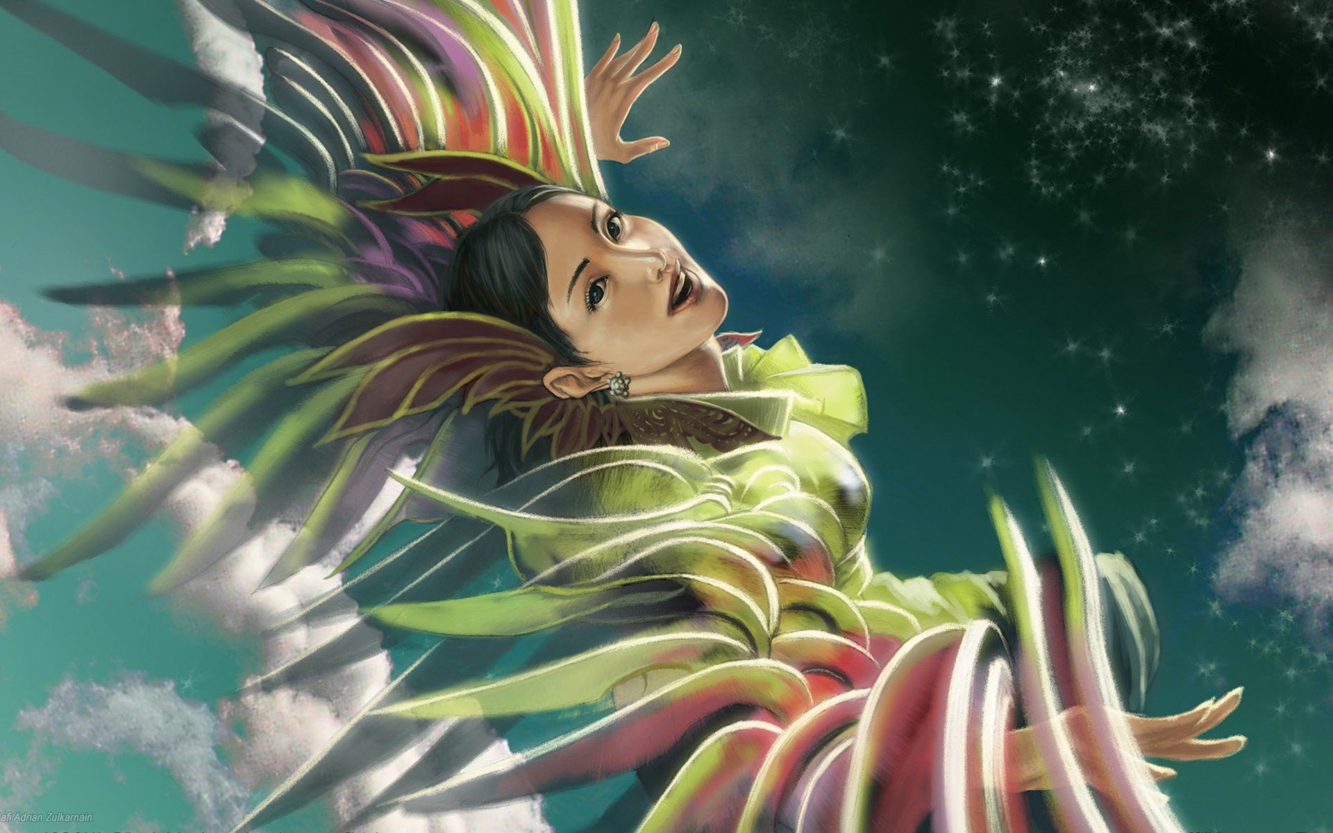 women, Birds, Fantasy, Art, Artwork Wallpaper