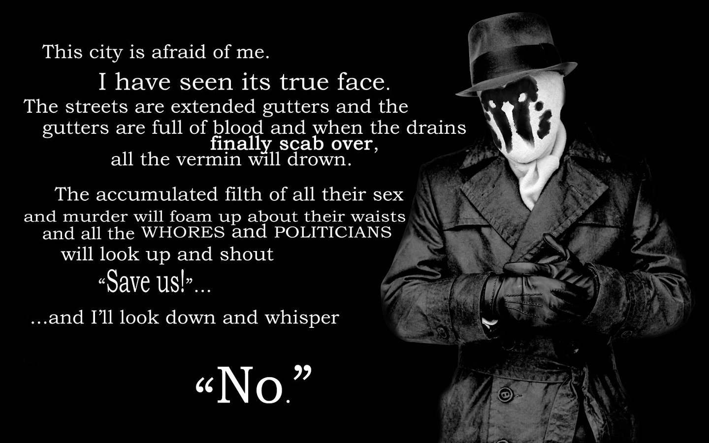 watchmen, Quotes, Rorschach, Typography, Grayscale Wallpaper