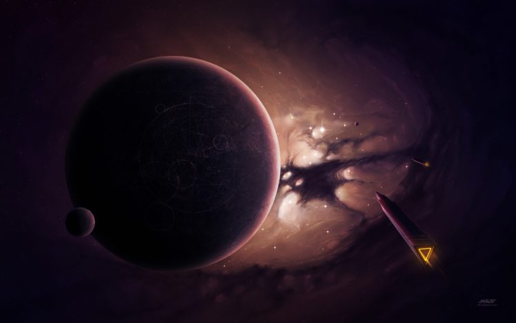 planets, Fantasy, Art, Spaceships HD Wallpaper Desktop Background
