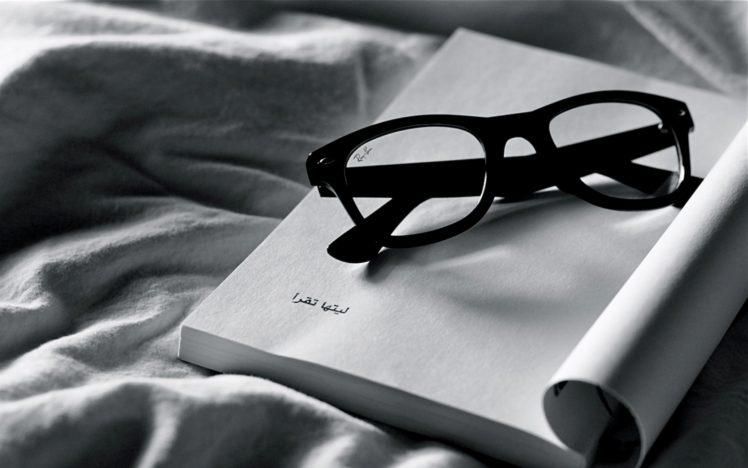 books, Glasses, Bokeh, Black, White HD Wallpaper Desktop Background