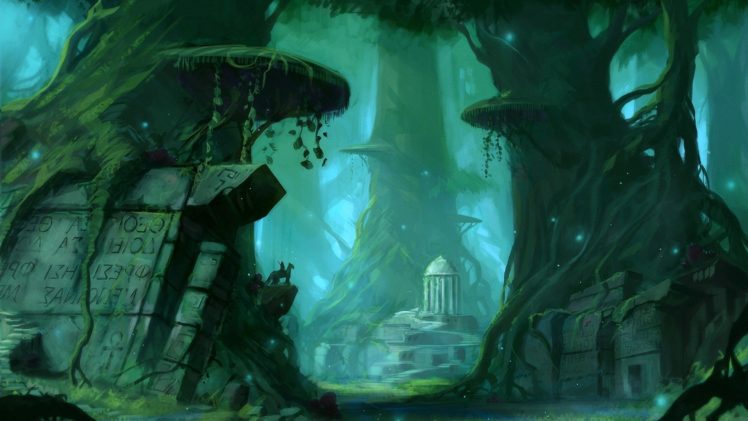 ruins, Forests, Fantasy, Art, Artwork HD Wallpaper Desktop Background