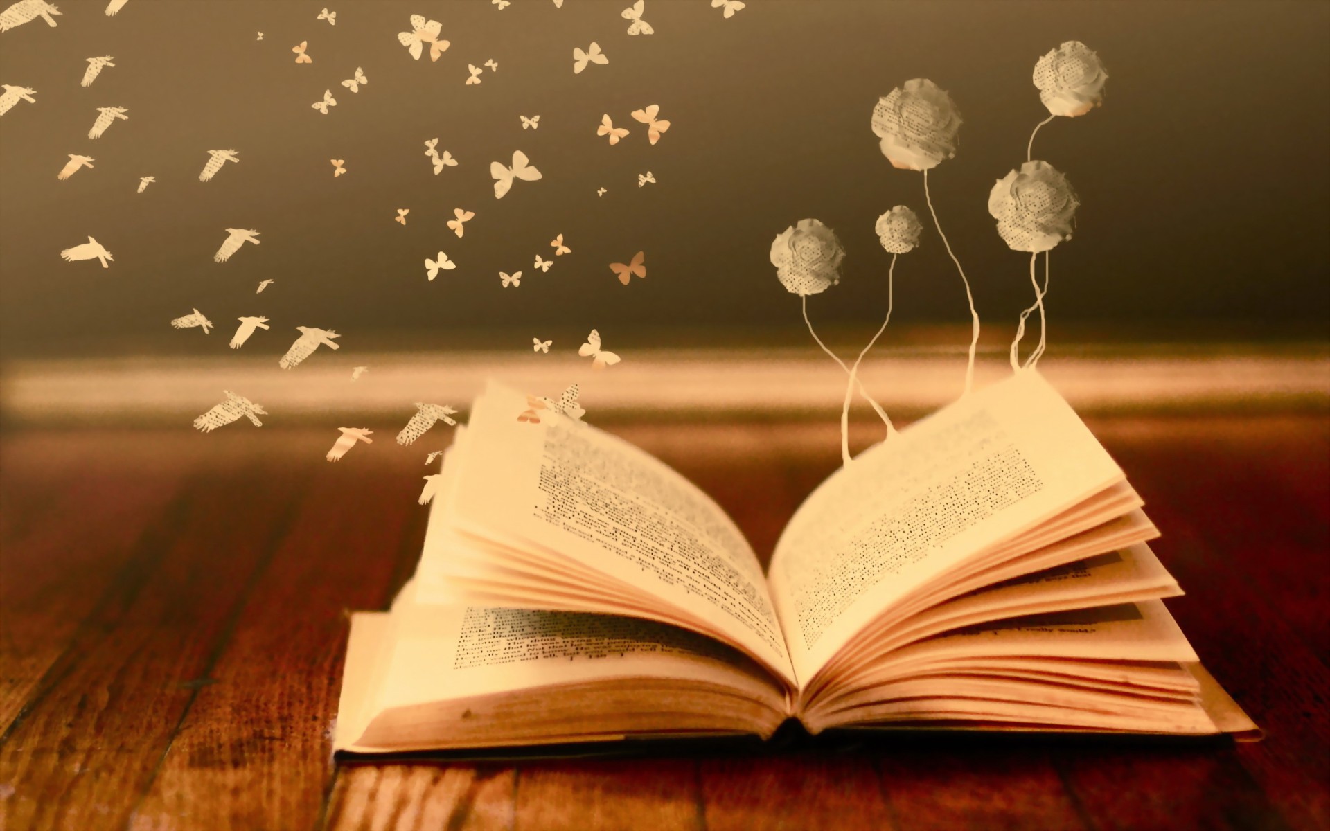 bokeh, Mood, Books, Read, Pages, Flowers, Butterfly, Fantasy Wallpaper