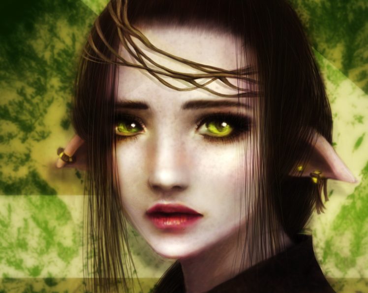 elves, Eyes, Glance, Face, Fantasy, Girls, Elf HD Wallpaper Desktop Background