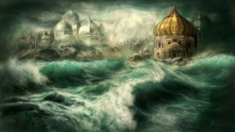 fantastic, World, Waves, Sea, Fantasy HD Wallpaper Desktop Background