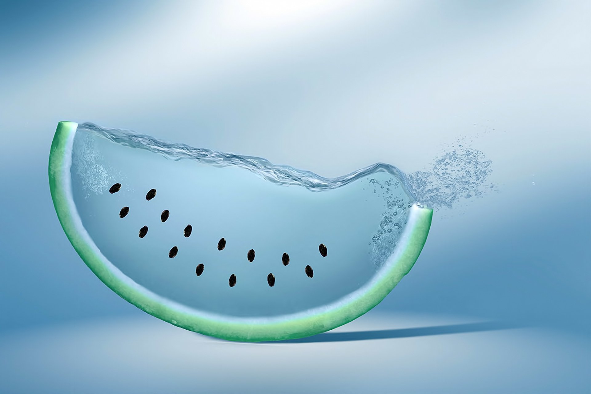 watermelon, Water, Blue, Background, Drop Wallpaper