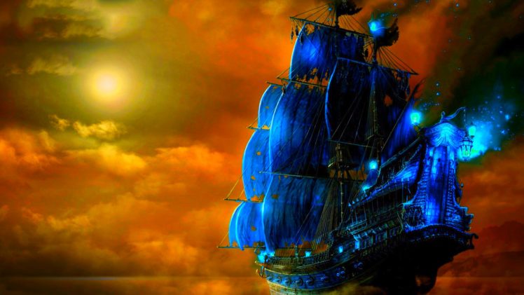 fantasy, Art, Ship, Boats, Ocean, Sea HD Wallpaper Desktop Background