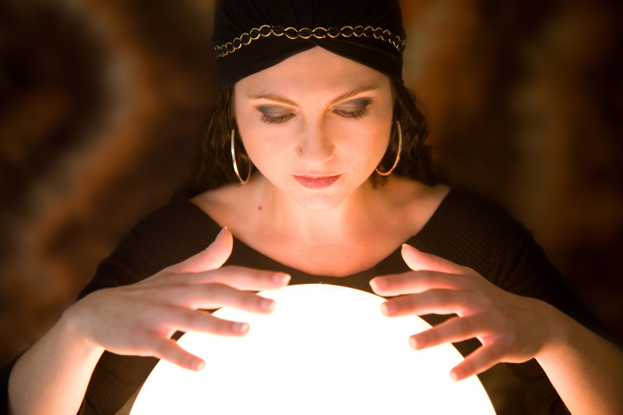 occult, Witch, Fortune, Teller, Crystal, Ball, Light, Glow, Women