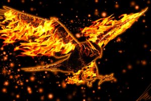 burning, Eagle, Flight, Wings, Fire, Abstract