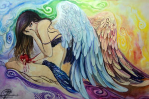 angels, Painting, Art, Pictorial, Art, Wings, Fantasy, Girls, Gothic, Apple, Blood, Wings, Women, Females, Babes, Psychedelic