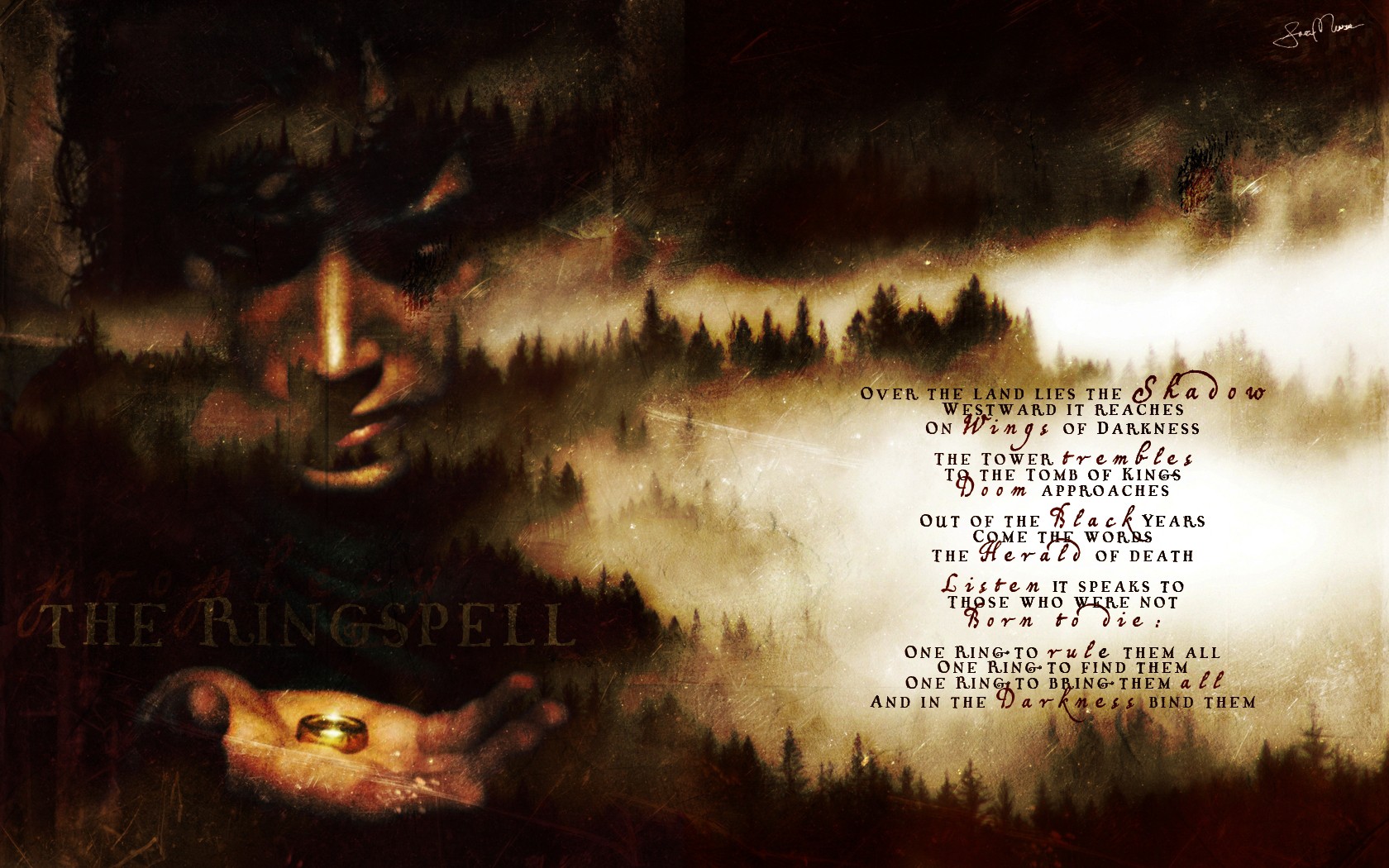 trees, Text, Grunge, Rings, The, Lord, Of, The, Rings, Artwork, Poetry, Frodo, Baggins Wallpaper