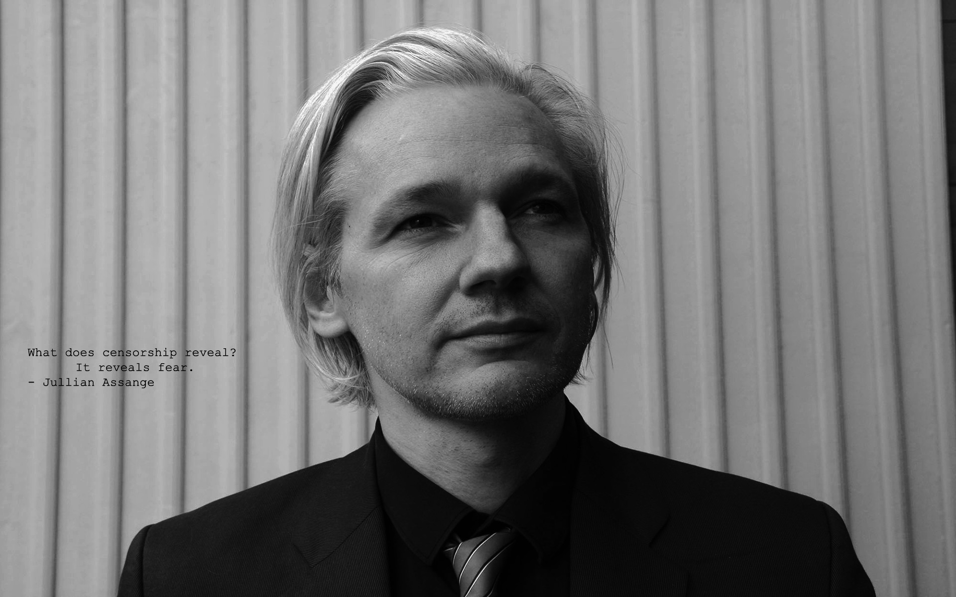 julian, Assange, Bw, Face, Censorship, Fear, Text Wallpaper