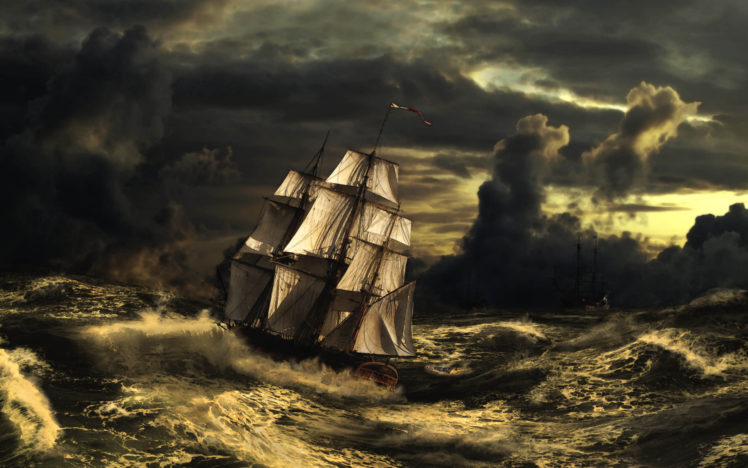 sea, Clouds, Sailing, Ocean, Ships, Watercraft HD Wallpaper Desktop Background