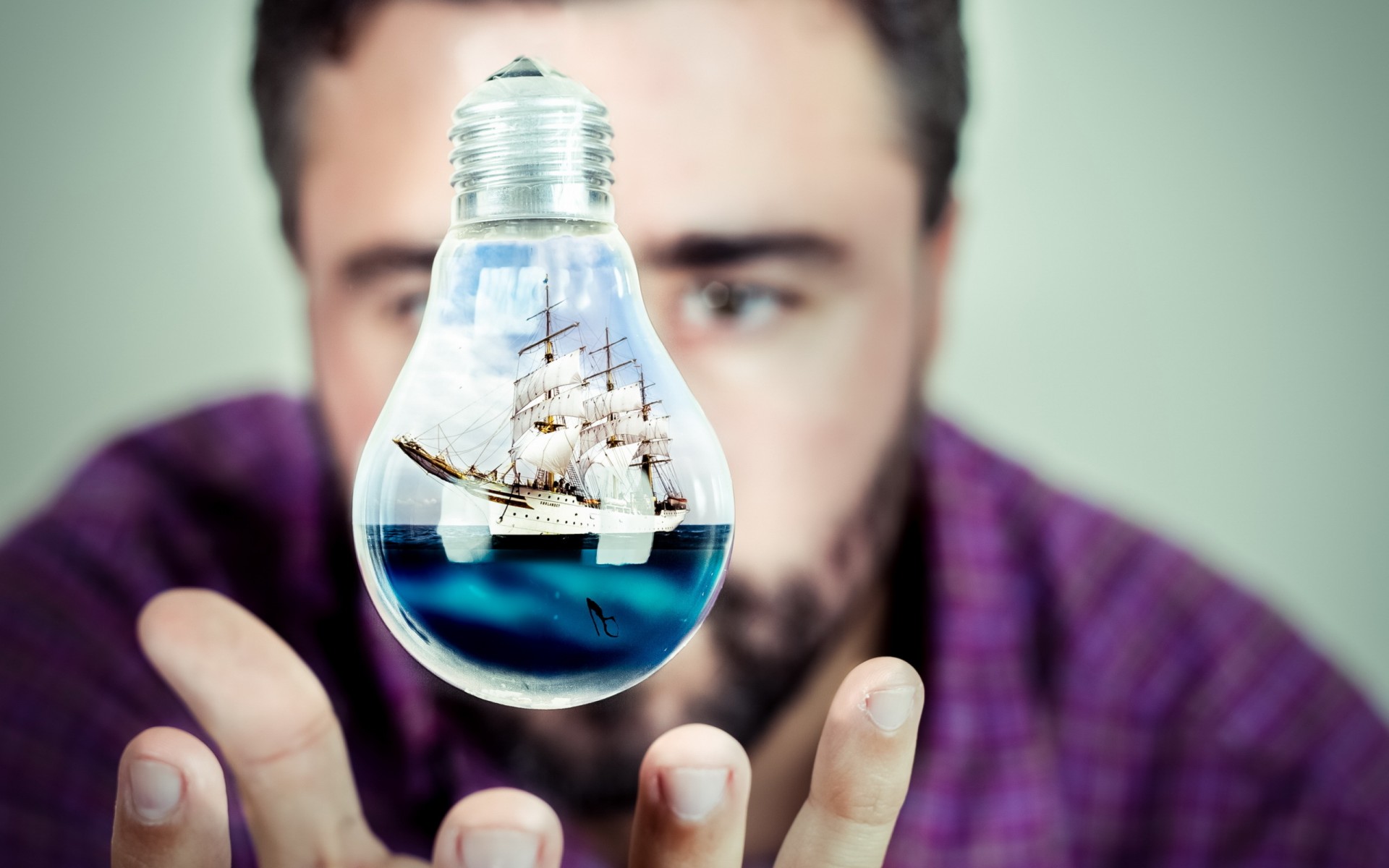 light, Ship, Hand Wallpaper