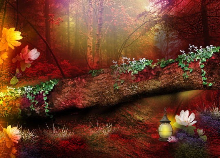 digital, Art, 3d, Phantasmagoria, Trees, Forest HD Wallpaper Desktop Background