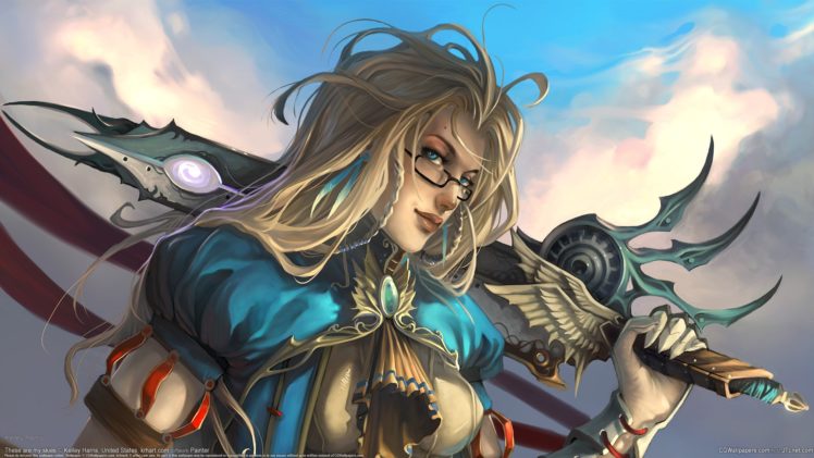 warrior, Glasses, Blonde, Sword HD Wallpaper Desktop Background