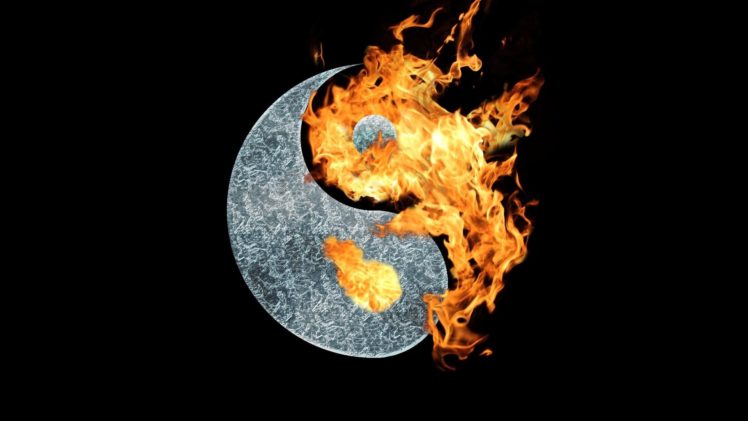 yin, Yang, Symbol, Fire HD Wallpaper Desktop Background
