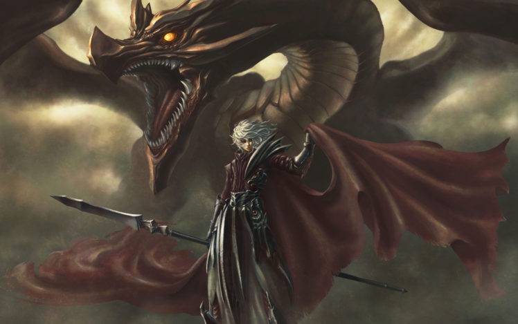 warriors, Dragons, Spear, Fantasy HD Wallpaper Desktop Background