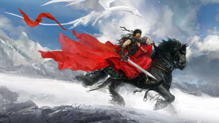 mountains, Snow, Wings, Dragons, Fantasy, Art, Artwork, Warriors HD Wallpaper Desktop Background