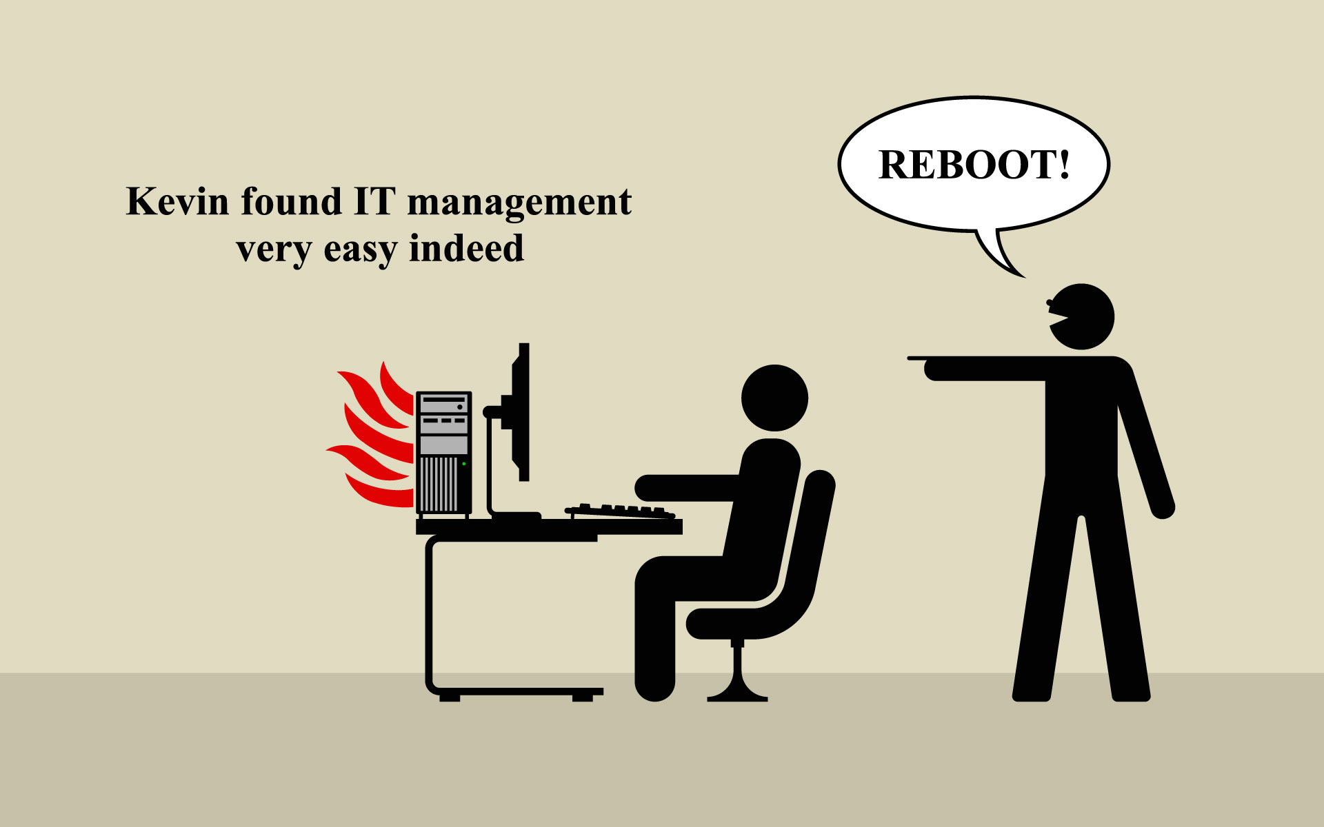 computers, Fire, Help, Reboot, Parody Wallpaper
