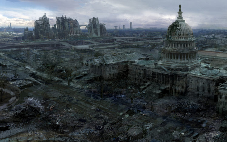 video, Games, Ruins, Post apocalyptic, Artwork, Fallout, 3 HD Wallpaper Desktop Background