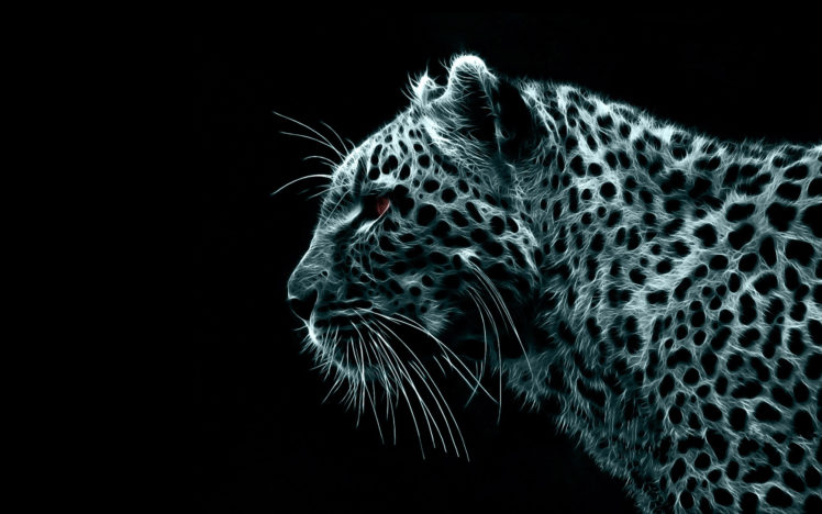digital, Fractalius, Leopards, Black, Background HD Wallpaper Desktop Background
