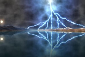 storm, Weather, Rain, Sky, Clouds, Nature, Lightning, Reflection, Mountains