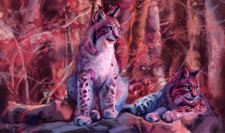 lynx, Bobcat, Art, Artwork, Painting HD Wallpaper Desktop Background